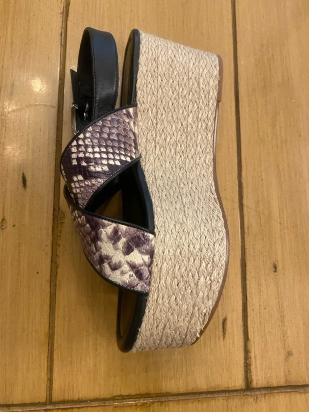 Michael Kors Women’s Snake Print Jodi Espadrille Wedge Sandal Black Brn New 9
